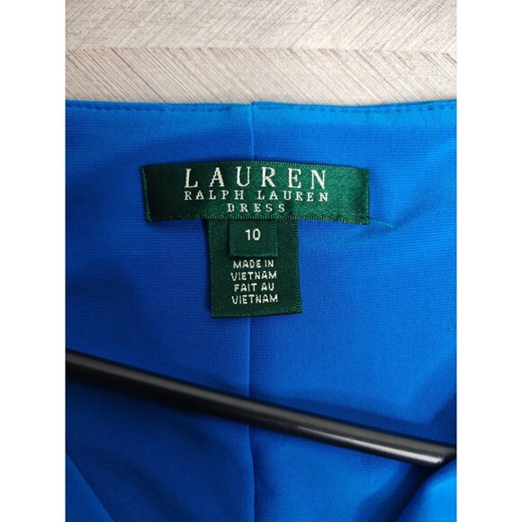 Lauren Ralph Lauren Womens Dress Cobalt Blue Cowl Neck Sleeveless Ruched Size 10 - Picture 2 of 9